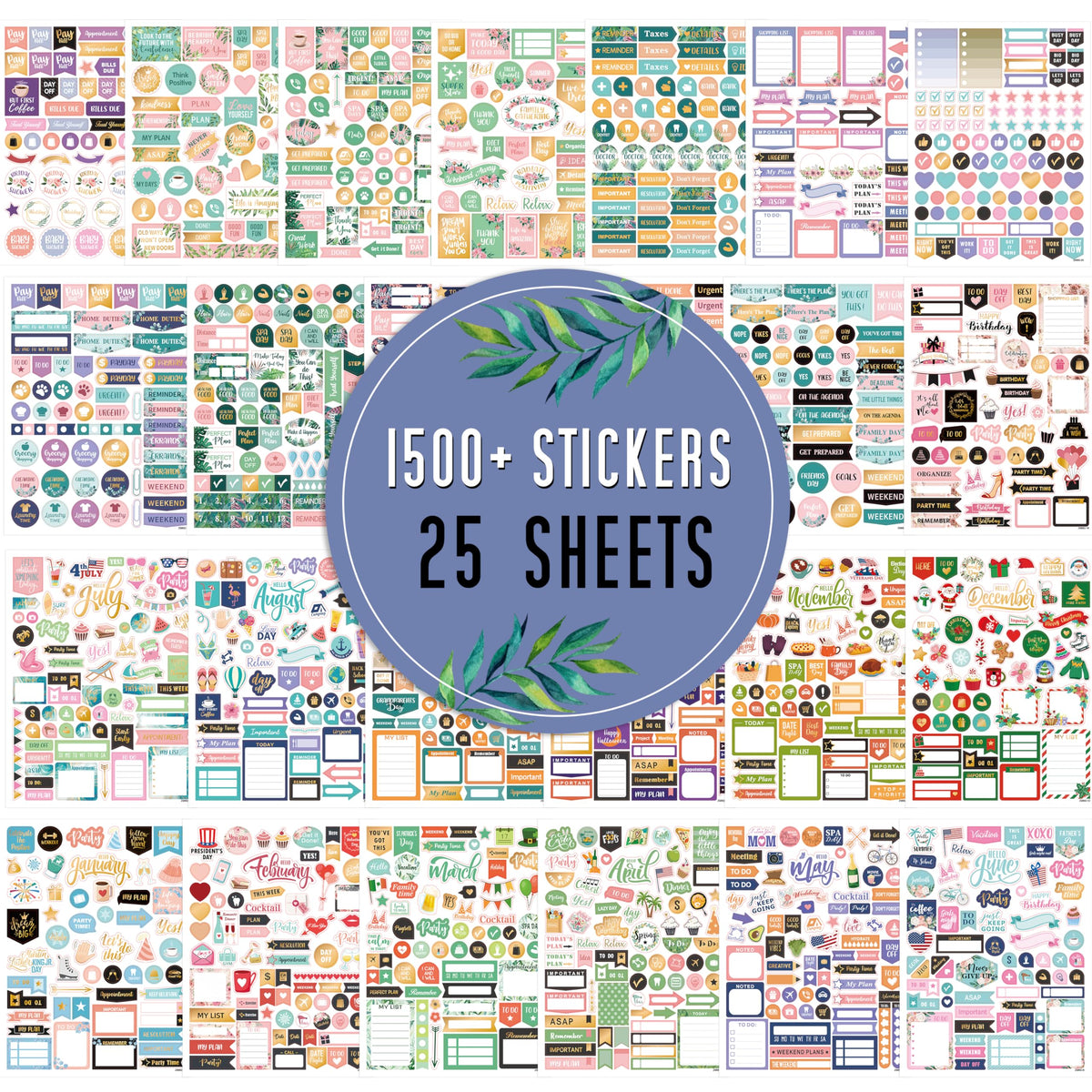 Planner Stickers - Monthly Planner Stickers and Accessories 25 Pages