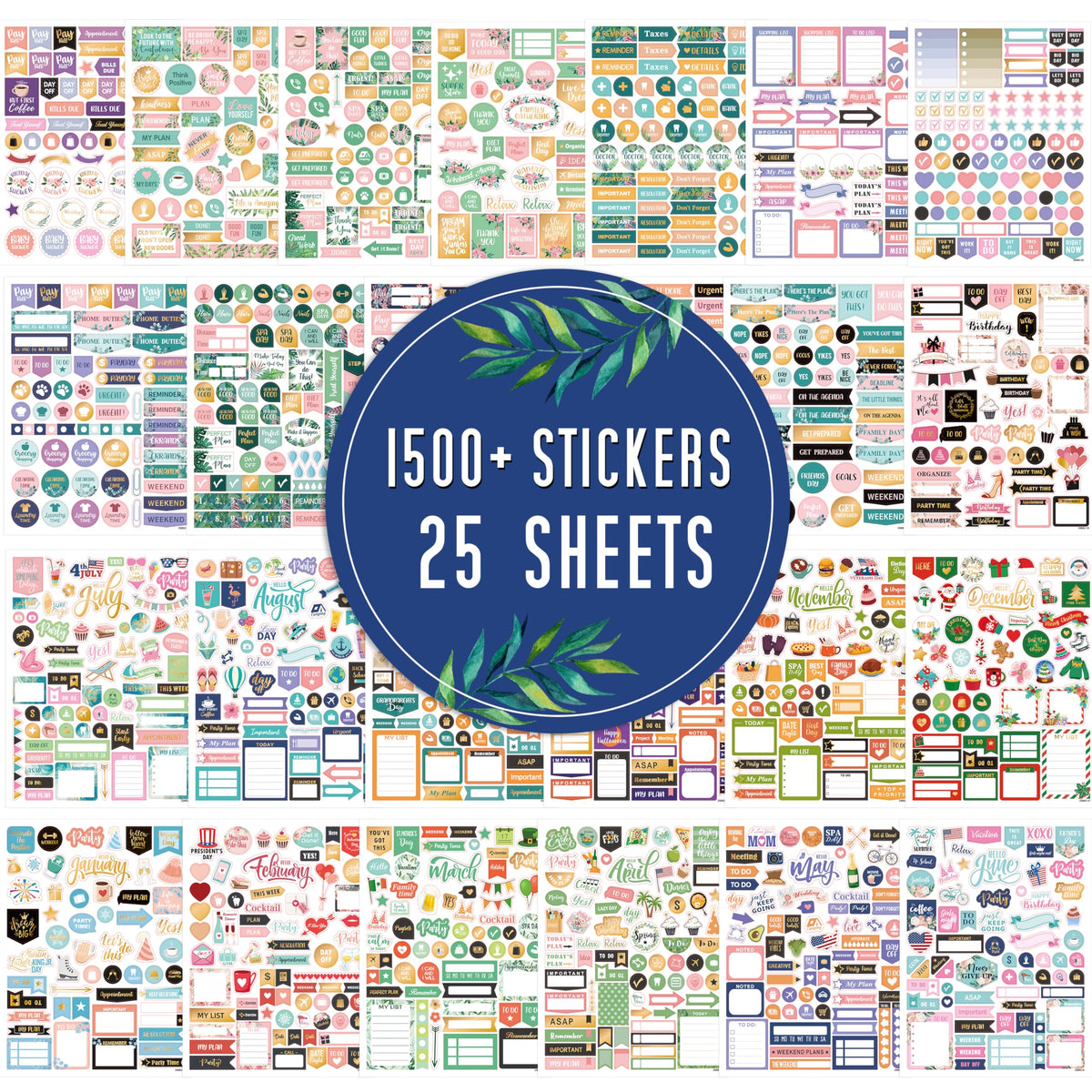 Planner Stickers - Monthly Planner Stickers and Accessories 25 Pages