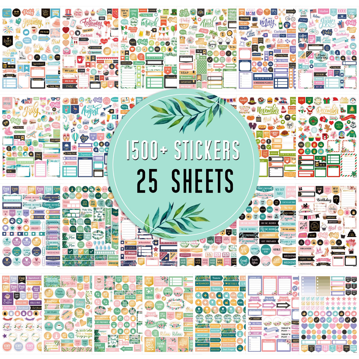 Planner Stickers - Monthly Planner Stickers and Accessories 25 Pages