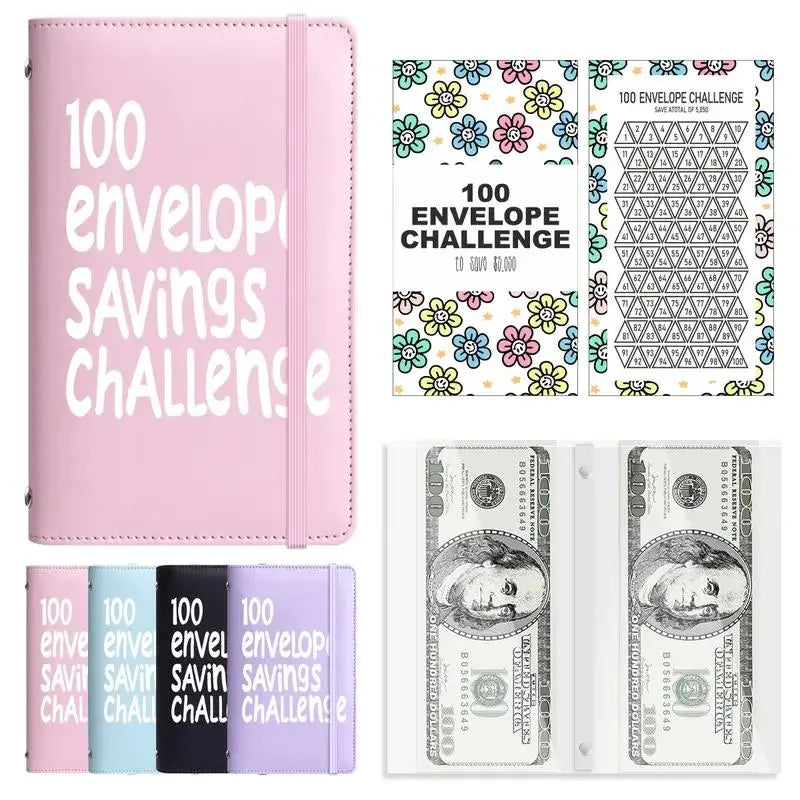 100 Envelope Saving Challenge Binder - Office Stationery Saving Tool, Budget Planner and Monthly Bill Organizer, Income Tracker, Expense Tracker, Finance Organizer, Savings Goal Setter, Birthday Gift Idea, Birthday Gifts