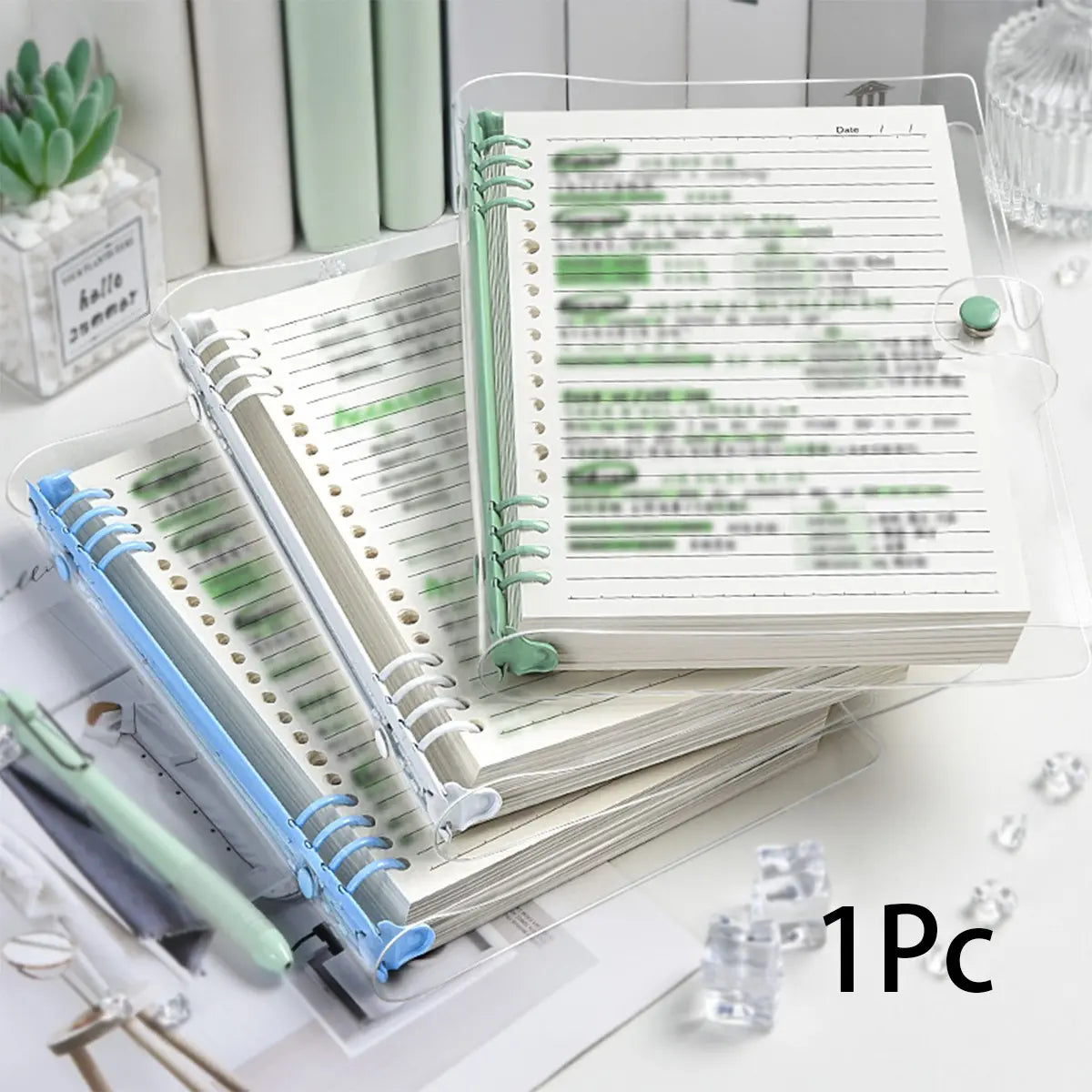 60 Sheets, Refillable Paper, Transparent Loose Leaf Notebook Refillable Binder A5 B5 Clear Cover Capacity Smooth Writing Pages Easy Organize Study Notes Planner, School Office Supplies Diary Spiral Notebook, Office Stationery