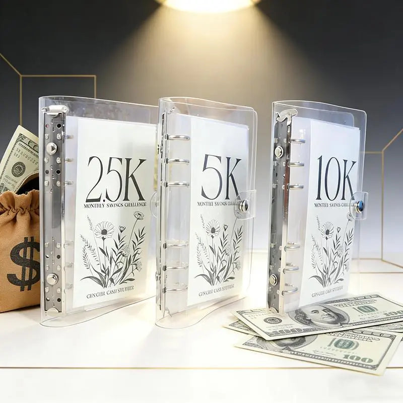 【Father's Day Gift】A6 12-Month Savings Challenge Binder (1 Count) - Spiral Bound Planner, Savings Goal Tracker, Monthly Budget Organizer, Cash Envelopes, Office Stationery Supplies, Home Office Use, New Year, Valentine's Day, Dealsforyoudays Notebook