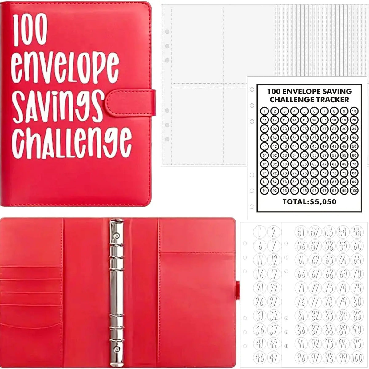 100 Envelopes Challenge Binder Money Saving Challenge Budget Binder with Cash Envelope Way to Save $5,050 Money Saving Binder Money Saving Binder for Budgeting envelope money cash envelope