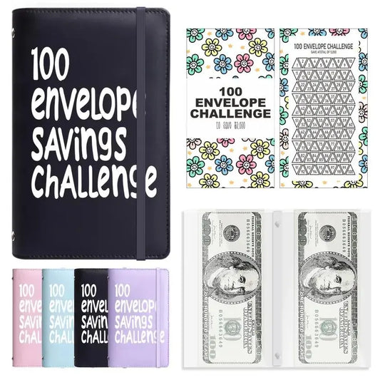 100 Envelope Saving Challenge Binder - Office Stationery Saving Tool, Budget Planner and Monthly Bill Organizer, Income Tracker, Expense Tracker, Finance Organizer, Savings Goal Setter, Birthday Gift Idea, Birthday Gifts